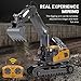 Remote Control Excavator Digger with Lights and Sound Effects, 1:20 2.4G 11CH Alloy Construction Vehicles, 360° Rotation Construction Car, Simulation RC Truck for Adult - Yellow