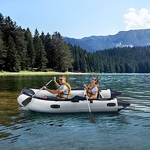 ArtSport-Schlauchboot-320-m-mit-1-oder-2-Sitzbaenken-4-Personen-Aluboden-Paddel-Pumpe-Reparaturset-Tasche-aufblasbar-Grau-PVC