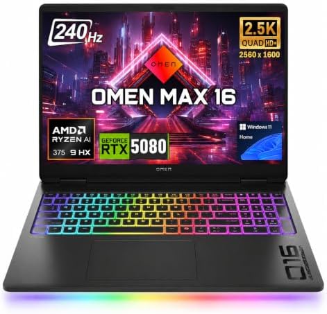 HP Omen Max 16" 240Hz 5080 Ryzen AI 9 HX 375 Gaming Laptop, 64GB + 2TB