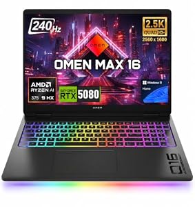 PCONLINE HP Max 16" 240Hz 5080 Ryzen AI 9 HX 375 Gaming Laptop, 32GB + 1TB