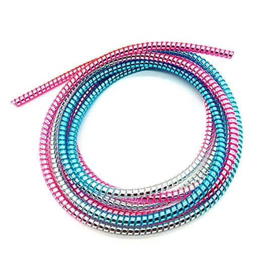 Cable Protector Data Cable Mobile Phone Cables Charging Data Line Gradient Color Wire Cord Protector(blue pink silver)