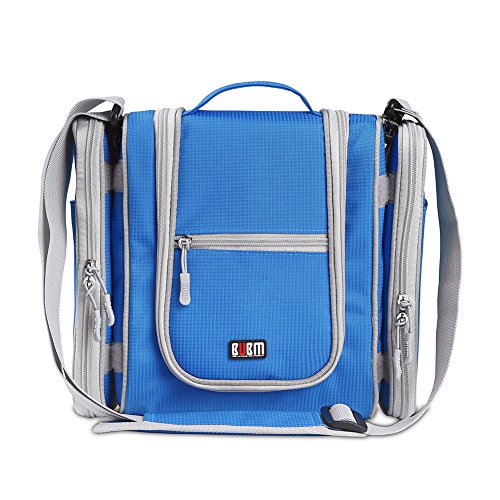 Premium Hanging Toiletry Kit Travel Toiletries Organizer Bag - Travel Valentines Gifts for Him - Sky Blue