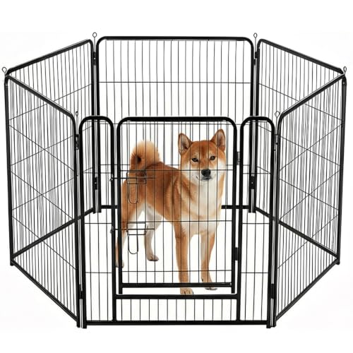 Image of NEWBULIG Dog Playpen Indoor 6 Panels 32 Inch, Metal Outdoor Dog Fence Pen | Heavy Duty Metal Exercise Pen, Foldable Portable, RV Camping, Yard Garden, Small Medium Dogs Pet Pen