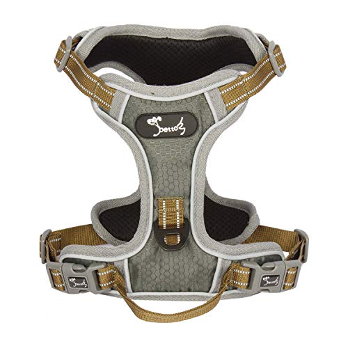 SISVIV Maxmer Arnes Perro Mediano Grande Tipo Chaleco Antitirones Adjustable con Manija 3M Reflectante Nylon Tamaño L (L, Verde Oscuro)