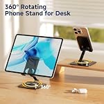 Ceecysaa 360 Support de téléphone cellulaire rotatif, support de téléphone portable réglable pour bureau, noir