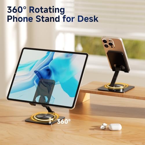 Ceecysaa 360 Rotating Cell Phone Stand, Adjustable Cell Phone Stand for Desk, Black - 1