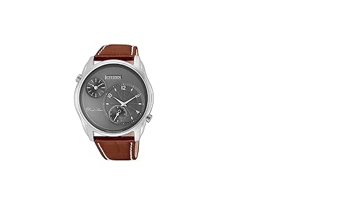 Citizen Leather Analog Grey Dial Men Watch-Ao3030-16H, Brown Band