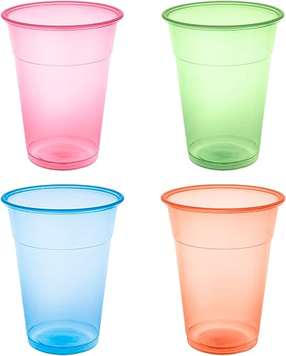 Party Essentials Vasos de plástico suave de 12 onzas para fiestas, color neón surtidos, 80 unidades