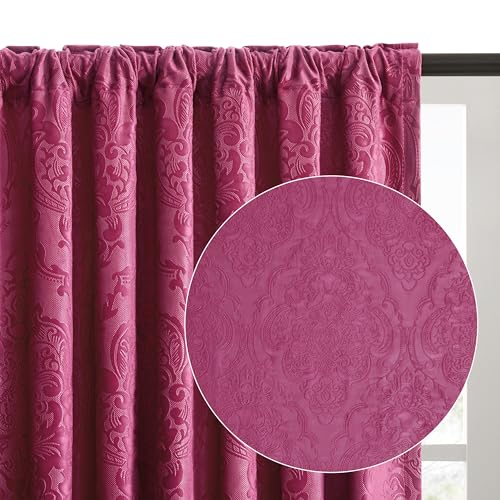 GIGIZAZA Hot Pink Velvet Curtains 63 Inch Long for Living Room,2 ...