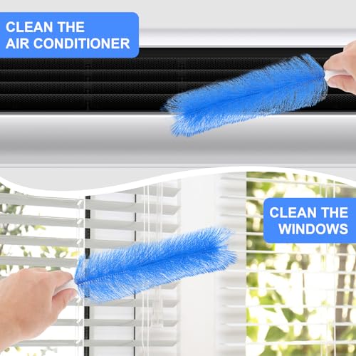 Image of Yuanchu 2 Pcs Fan Cleaner Brushes, Bendable Fan Cleaning Brush Cobweb Duster Set Microfiber Head Washable Brush for Ceiling Fan Air Vents Curtains Cars Box Fan(Blue)