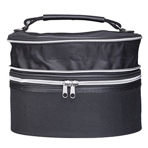 Expandable Wig Travel Case - Mini Sized - Breathable Black Canvas Material with Carrying Handles - By Dini Wigs