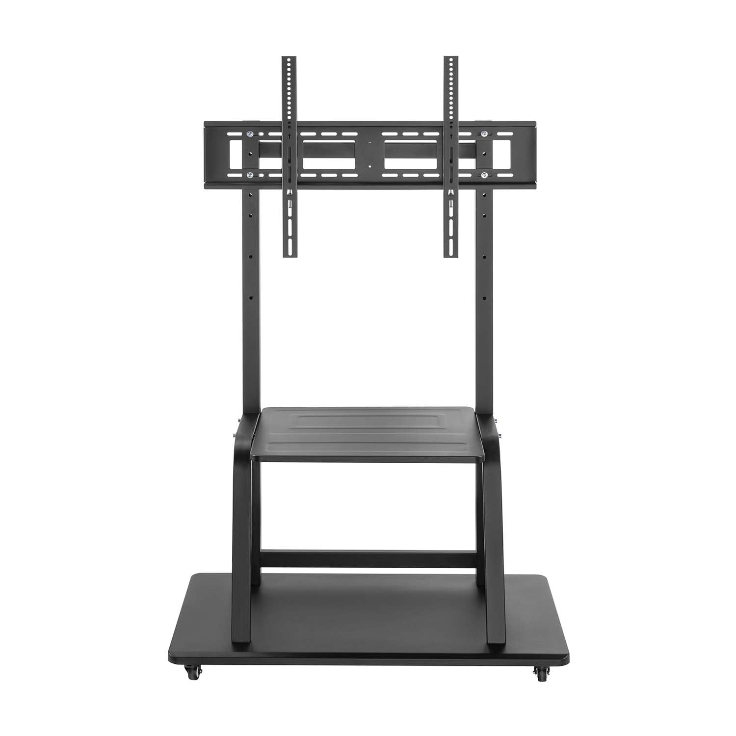 AISENS - FT100E-231 - Soporte de Suelo Eco con Rueda, Bandeja para DVD para Monitor/TV 150Kg de 37-100, Negro