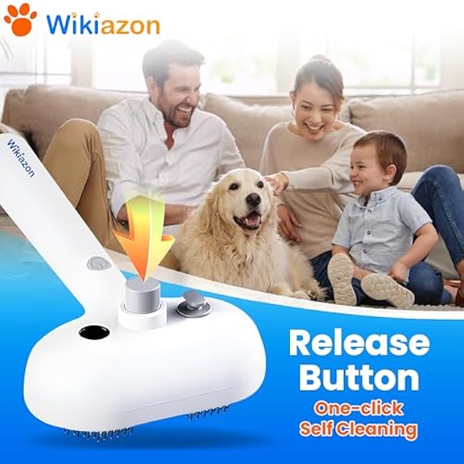 Pet Steam Brush For Cat & Dog - Pets Spray Hair Removal Comb - Cats Indoor Shedding & Grooming Mist Tool - Water Steamer Brushes for Long & Short Haired Dogs - Spritz Defur Comb (White Pro)-2KZauuCP