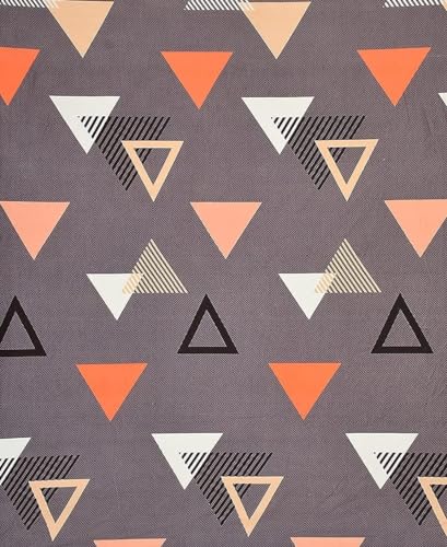 Image of Glace Cotton Double Bedsheet - 90x90 Inches with 2 Pillow Covers 18x28 Inches Dark Grey Triangle Print Bed Sheet Set - Soft Flat Bedcover for Double Mattress Bedroom Hostel Room - Grey Triangle