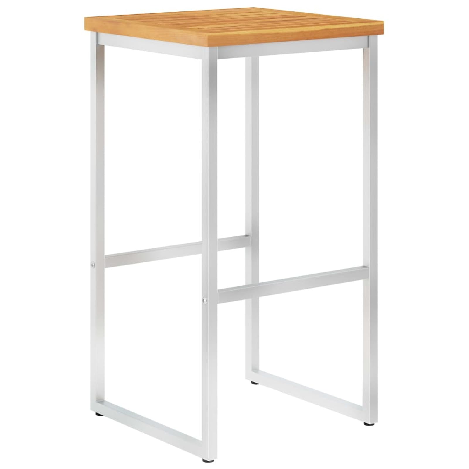 Homgoday Taburetes de bar, 4 unidades, de madera maciza de acacia y acero inoxidable, silla de oficina, silla de oficina, silla de escritorio para salón o dormitorio