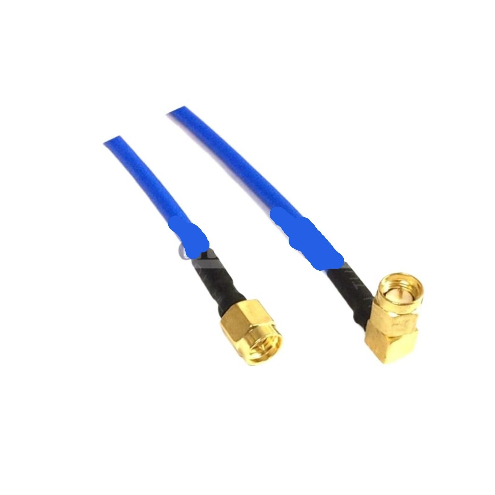 Jack Maschio Ad Angolo Retto RG402 SMA Al Cavo Semirigido Blu A Spirale
