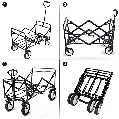 Gartenwagen, Faltbarer Wagen, robuster Festivalwagen, Ziehwagen, Transportwagen, zusammenklappbar mit Bremsrädern, 80 kg/176 Pfund Kapazität – Bild 4