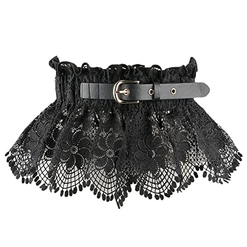 HomeSoGood Lace Stretchy Wide Waist Dress Belt,Lace Waist Dress Belts with Adjustable Tie-up Bowknot Clothing Accessories for Women Wedding Party Dresses(Black)