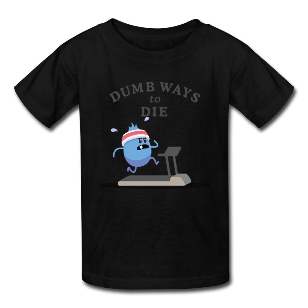 LIMEI Kid's Dumb Ways To Die Crew Neck T-shirt Black L