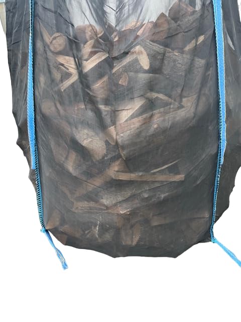 5 pezzi Woodbag Big Bag 100 x 100 x 130 cm in polipropilene con rete per legna da ardere - Fondo chiuso - Stabile e permeabile all'aria - Nero (senza contenuto)