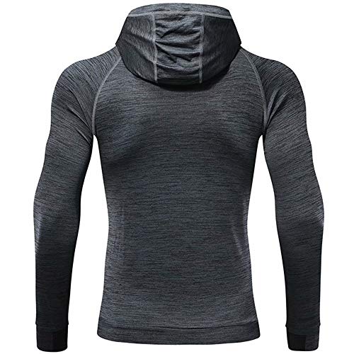 MakingDa Mens Hoodies Zip Up Running Jacket Hooded Breathable Tracksuit Top Lightweight Sweatshirt Comfy Gym Clothes for Jogging Work Out-Dark Grey-XL - Image 3