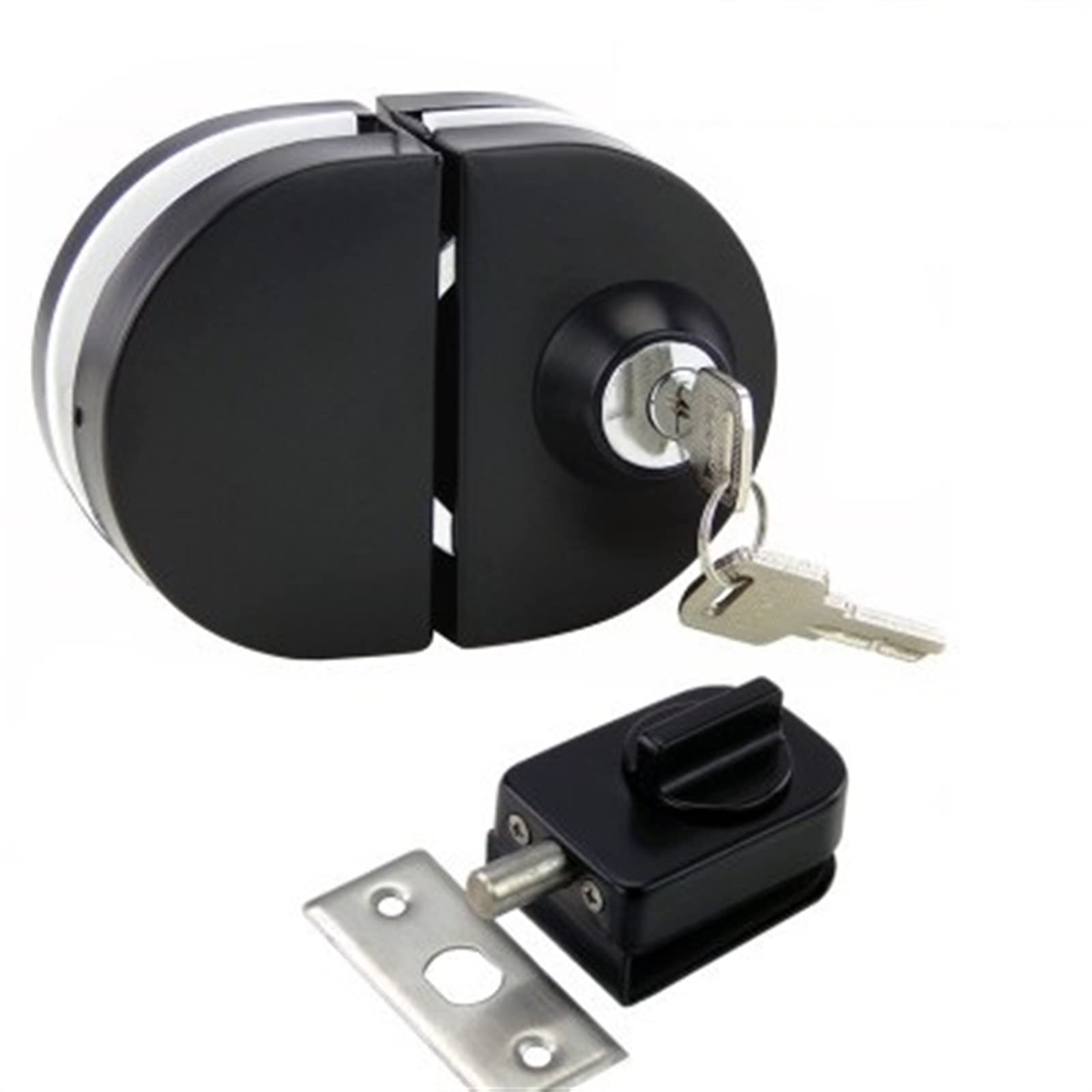 SFJSFIMQ Chain Lock Matt Black Stainless Steel Entry Gate Glass Door Locks W Key Latch