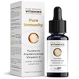 Cúrcuma Orgánica con Olibanum y Vitamina C | Gotas Líquidas | Suplemento Herbal Vegano, Soluble en Agua | Fórmula de Alta Biodisponibilidad | Fabricado en Suiza | 40 Días de Suministro