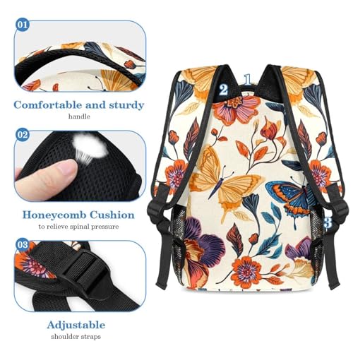 Sac à dos avec trousse fleurs et papillons pour écolier - 4