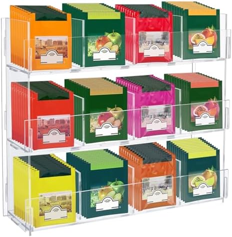 Amazon.com: twinklemon Acrylic Tea Bag Organizer 3 Tier Clear Tea Bag ...