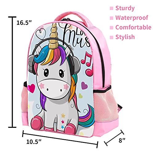 Sac à dos d'école licorne et fleurs multicolore pour enfant - 3