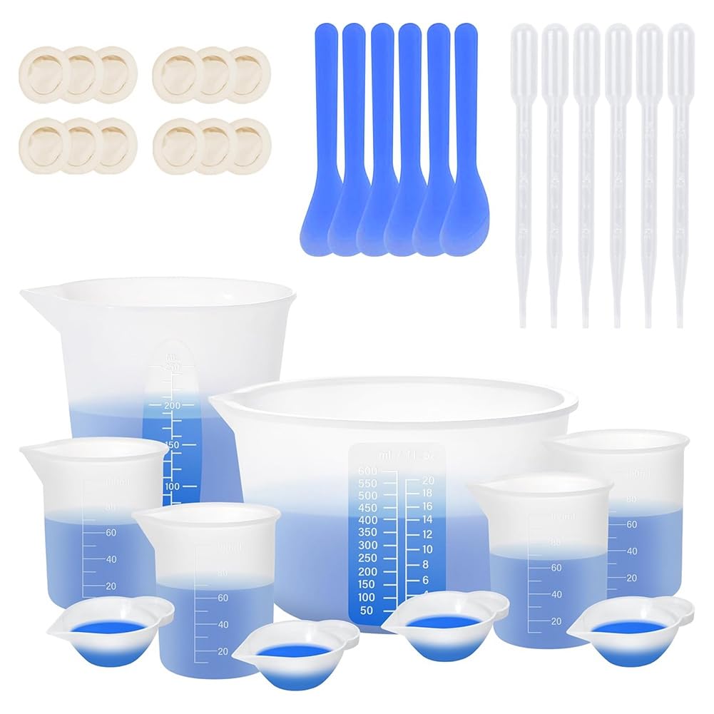 CTRLZS Silicone Measuring Cups for Resin, Resin Supplies with 600ML&250ML+ 100ML Silicone Cups, Resin Mixing Cups