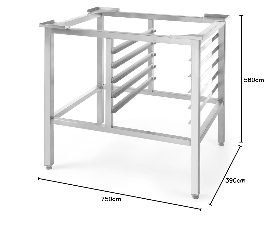 HENDI Supporto per forni a convezione a vapore con grill, 4 guide GN 2/3, compatibile con modello 225929, 580x390x(H)750mm, acciaio inox