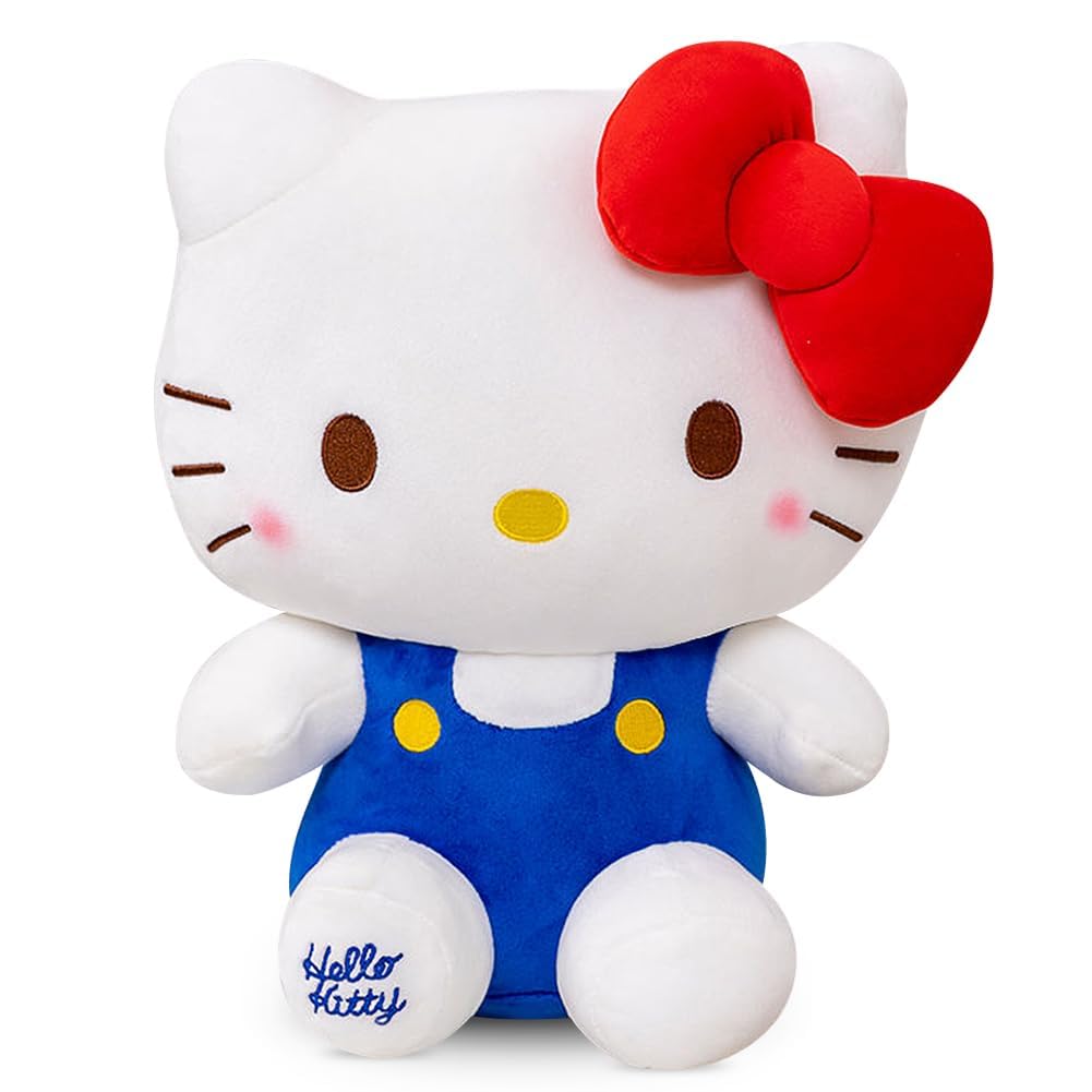 FISAPBXCKitty Cute Kawaii Plushies Toy Kitty Soft Plush Toy Collectable Birthday Halloween Toys Gifts Home Decoration Suitable for Boys Girls Kids (Classic Blue Kt)