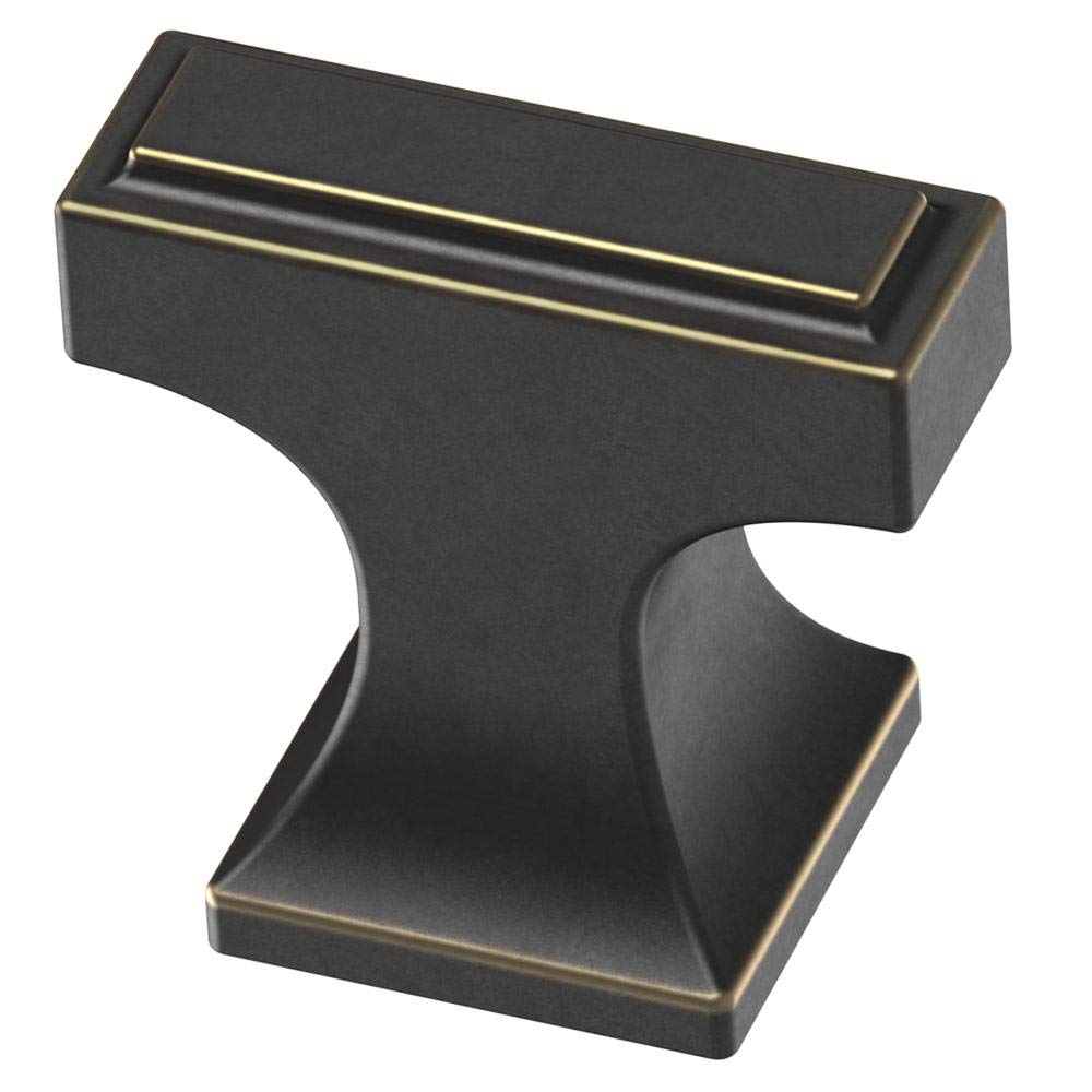 Liberty Hardware P24080C-VBG-CP 1-3/16 in. (30mm) External Campaign Collection Rectangular Platform Knob, Bronze W/Gold Highlights