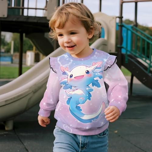 2025 Fashion Ruffle Long Sleeve Crewneck Sweatshirt for Girls Lightweight Soft Pullover Top for Play Age 1-8 Years3