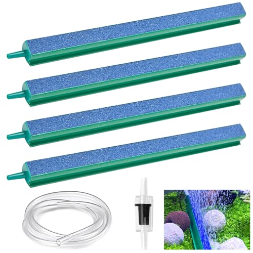 DHSWNNG 4 Stück Aquarium Luftstein, 30cm Ausströmerstein Aquarium Luftausströmer mit Rückschlagventil Aquarium Luftschlauch Blasenstreifen Sauerstoffstein Felsen Ausströmer