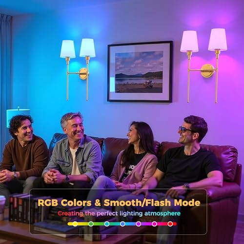 Image of DORESshop 2-Lights Battery Operated Wall Sconce, Gold Wireless Wall Light