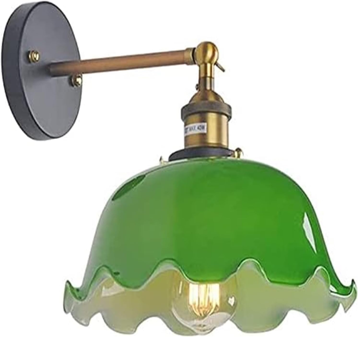 HYJAUSXB Wall Lamp Retro Nostalgic Adjustable Angle Lights Fixture with Green Glass Lampshade Semi-Flush Mount Sconce E27 Lighting Fixture, Pendant Light