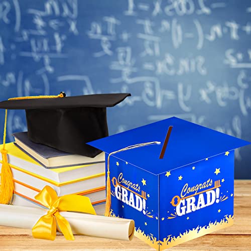 Image of Outus 2026 Grad Card Box with Tassel Congrats Graduation Cap Card Holder for Graduation Gift Box Party Supplies(Blue,Stylish)