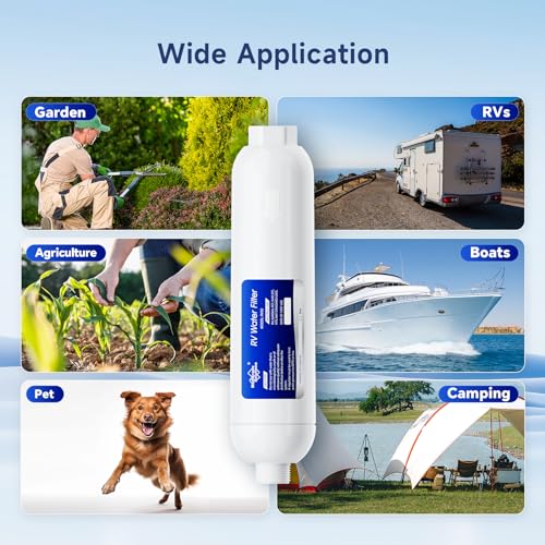 Image of Membrane Solutions RV Water Filter, Inline Water Filter Reduces Bad Taste, Odors, Rust, Fluoride, Chlorine and Sediment in Drinking Water, Ideal for RV, Campers, Marine, Boats and Garden, 2 Pack