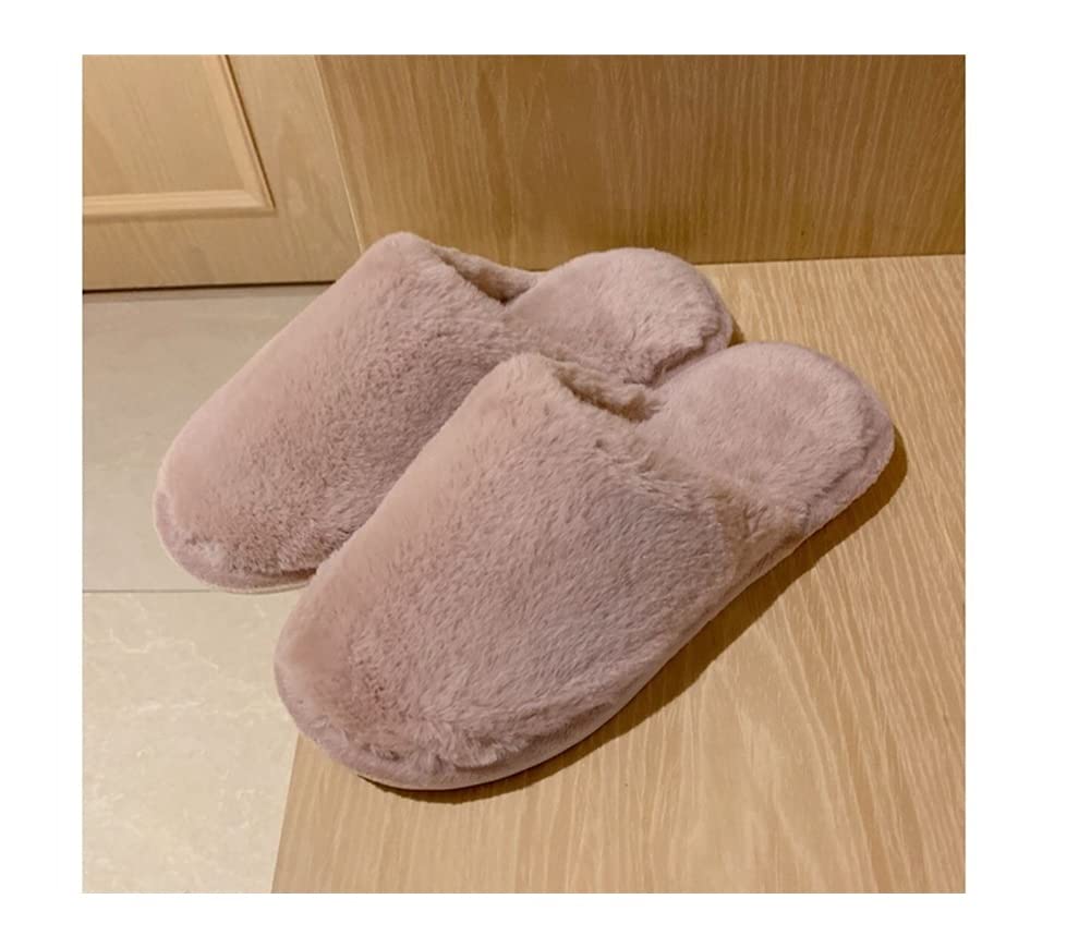 QUNINE Zapatillas de Invierno de poliéster para Mujer, Zapatos Suaves y cálidos para el hogar, Zapatillas de casa peludas Antideslizantes para Dormitorio Interior de niña (Rosa 36/37 EU)