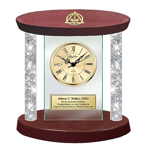AllGiftFrames Personalized Diamond Column Sculpture Gold 3D Dentistry Logo Dental School Graduation Gift Dentist Award Wood Structure Congratulation Retirement DDS Coworker DMD Student
