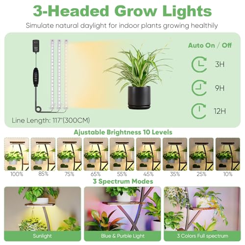 Image of Quikraen Plant Stand Indoor with Grow Lights 64 inch Tall Plant Shelf Corner Lighted Plant Stands for Indoor Growing Multiple Metal 8 Tiered Large S-Shape Flower Plant Rack for Home Decor Patio Balcony
