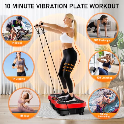 Image of Vibration Plate Exercise Machine, 130 Levels Full Body Workout Vibrating Plate for Lymphatic Drainage Weight Loss, 450 Lbs Capacity Shake Platform with Bluetooth for Women Men