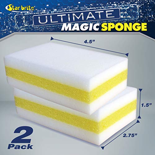 Image of STAR BRITE Ultimate Magic Sponge - Boat Scuff Eraser Melamine Scrubber with Reinforced Core - 2 Pack (041000)