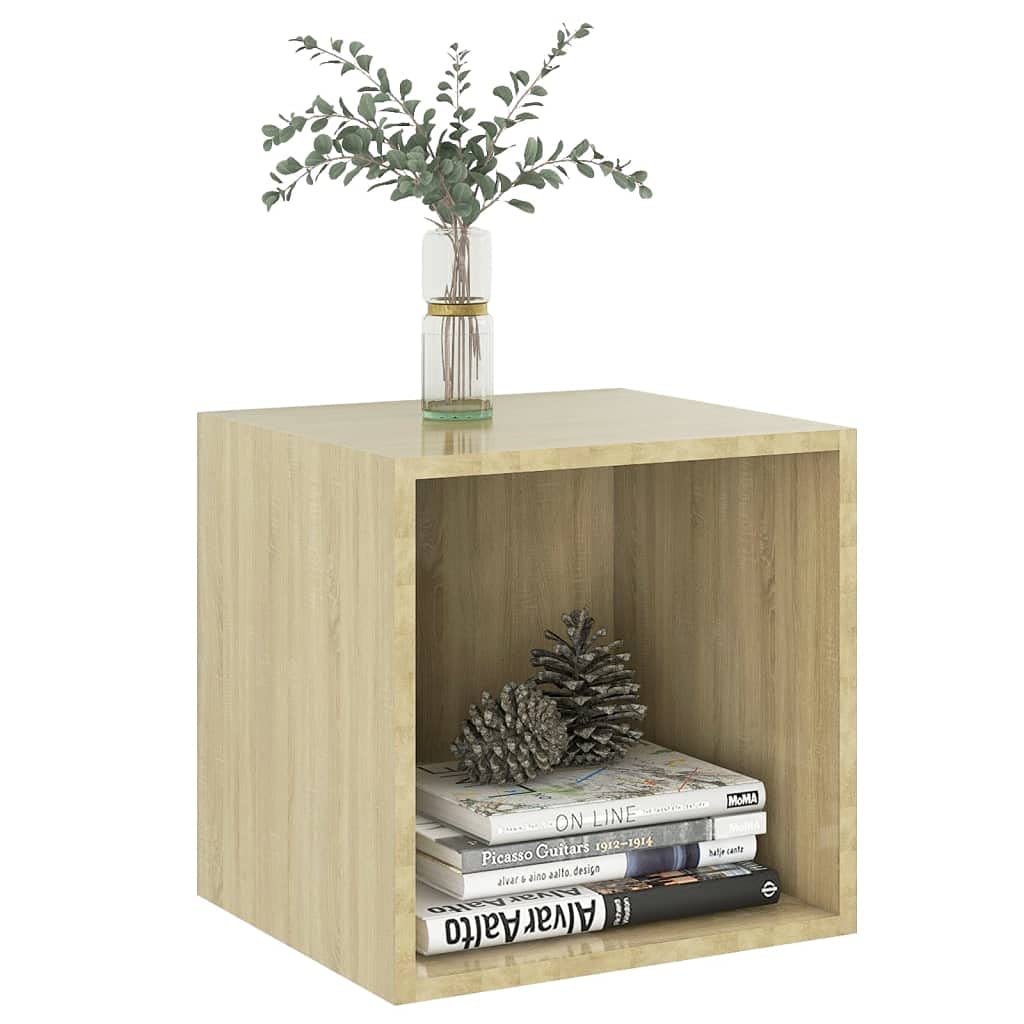Set di 4 armadi da parete in legno di rovere Sonoma, 37 x 37 x 37 cm, mensole sospese per soggiorno, camera da letto, cucina