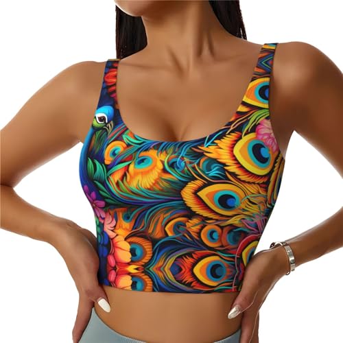 Chaleco deportivo negro para mujer HYTTER estampado pavo real talla M
