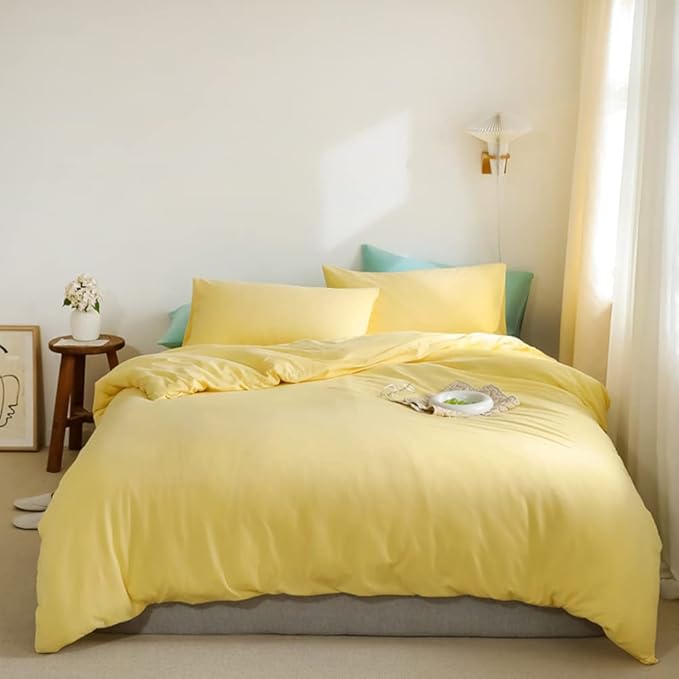 CLOTHKNOW Light Yellow Comforter Set Queen Yellow Bedding
