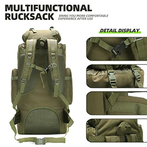 Hongxinghai 100L Camping Hiking Backpack,Molle Military Tactical Rucksack Backpack,Waterproof Lightweight Hiking Backpack (Army Green) #TOP4