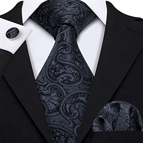 Image of Barry.Wang Men Suspender Set with Necktie Elastic Y Type Heavy Duty 6 Clips Braces Tie Handkerchief Cufflink Pin 6PCS